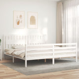 Cadre de lit sans matelas blanc 200x200 cm bois massif