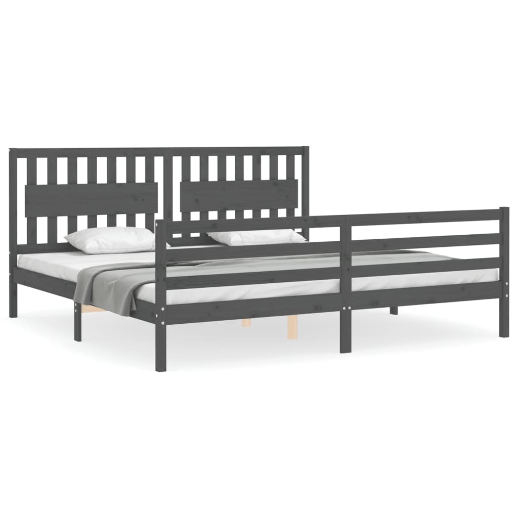 Bed frame without mattress gray 200x200 cm solid wood