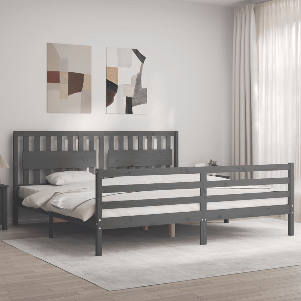 Bed frame without mattress gray 200x200 cm solid wood