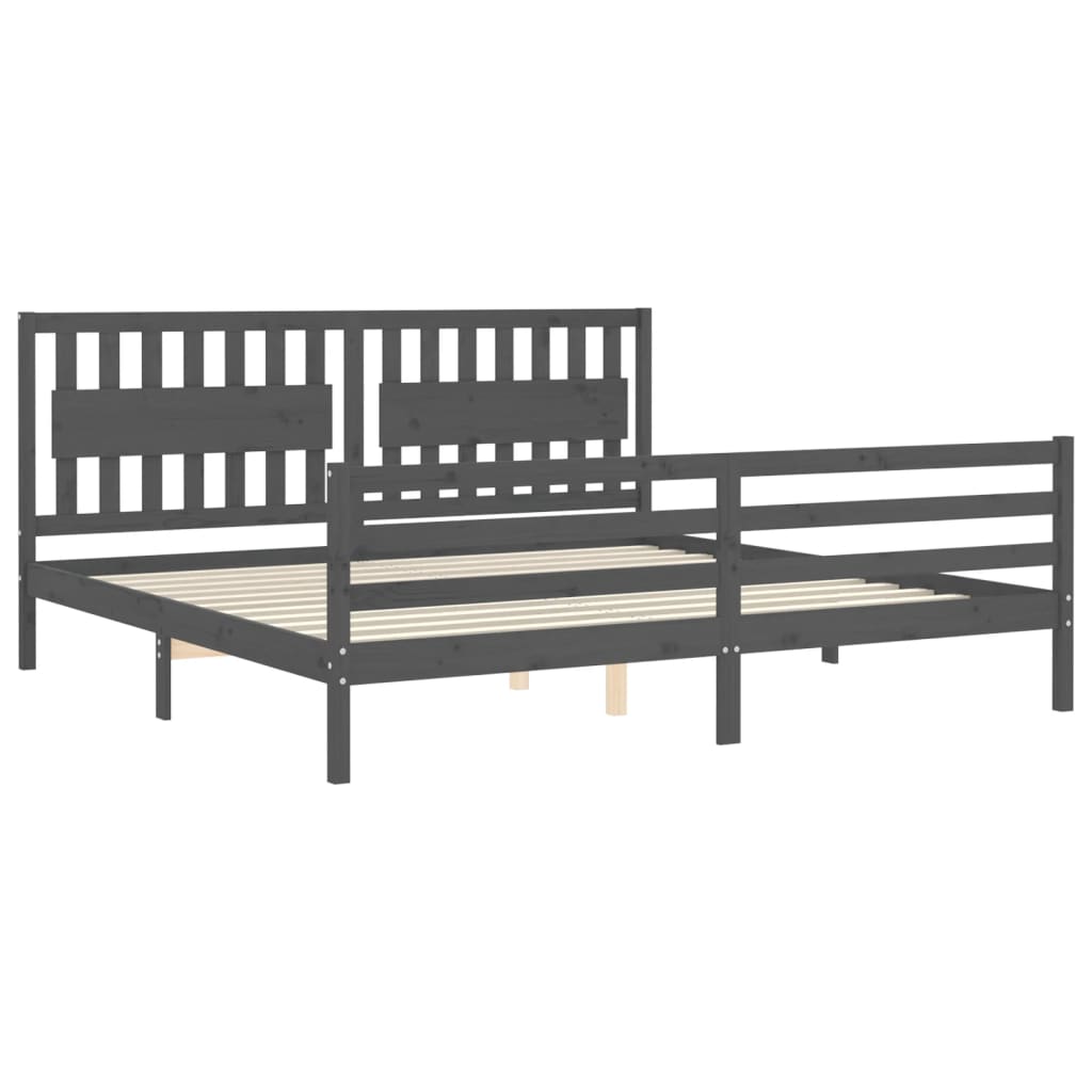 Bed frame without mattress gray 200x200 cm solid wood