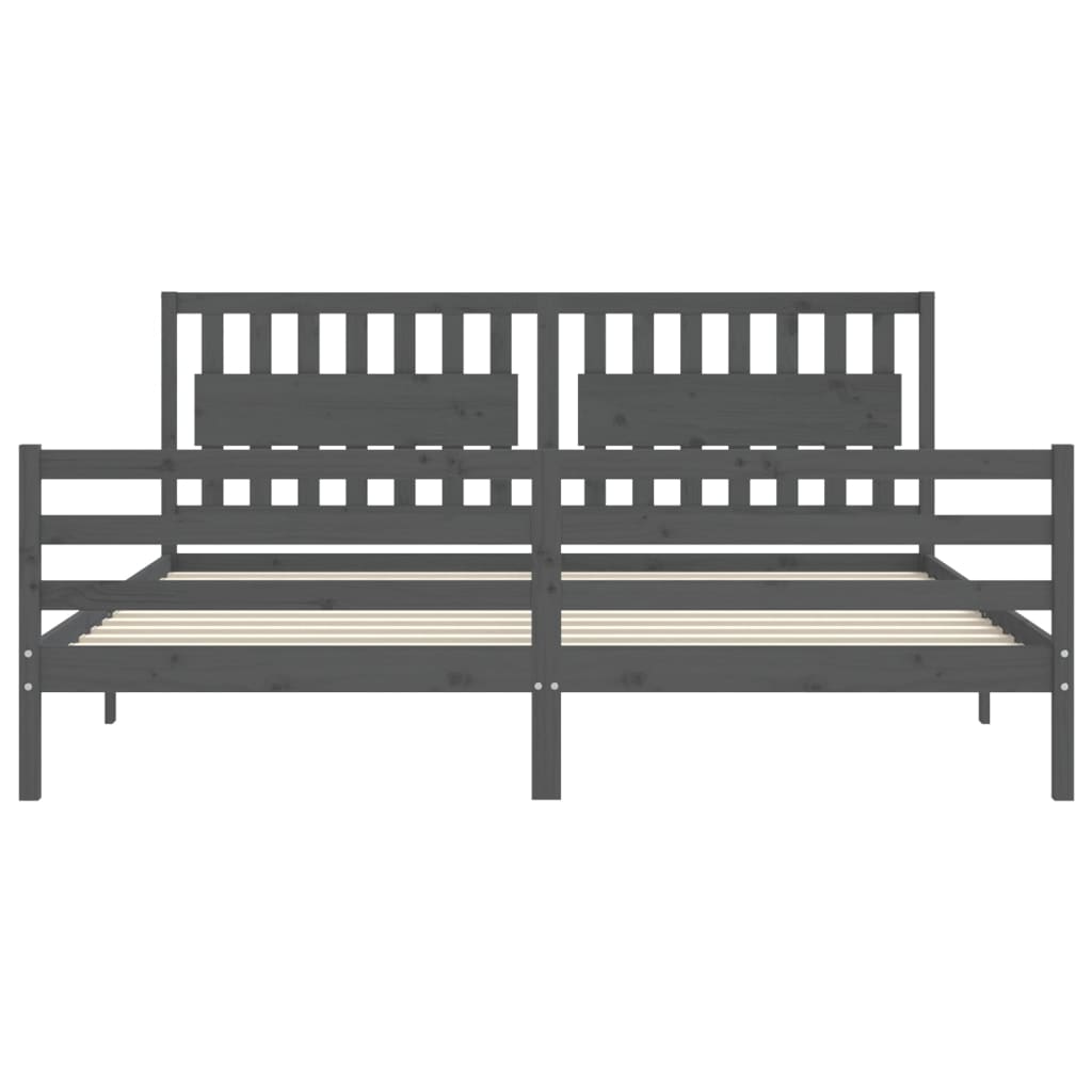 Bed frame without mattress gray 200x200 cm solid wood