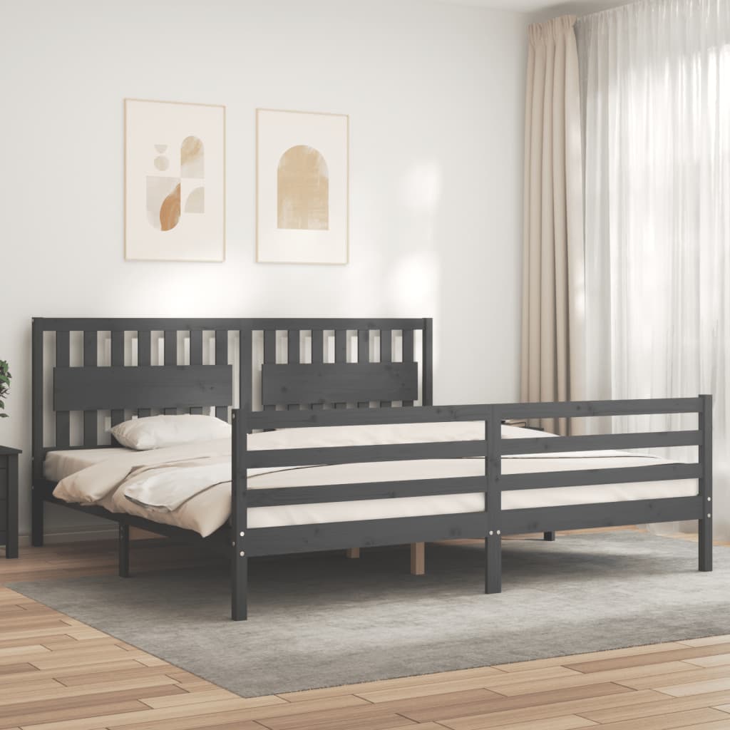 Bed frame without mattress gray 200x200 cm solid wood