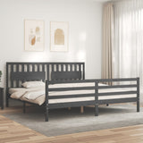 Bed frame without mattress gray 200x200 cm solid wood