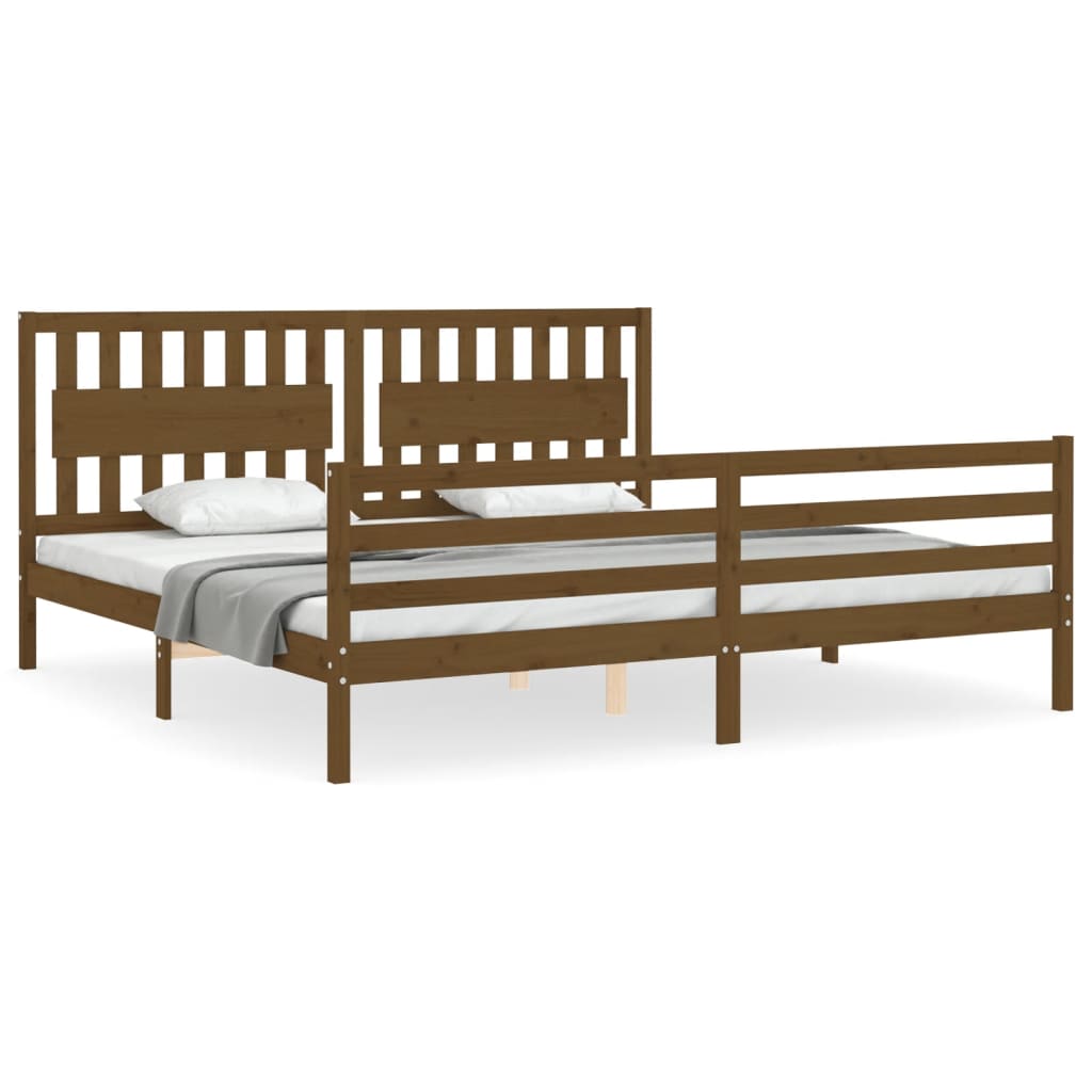 Cadre de lit sans matelas marron miel 200x200 cm bois massif