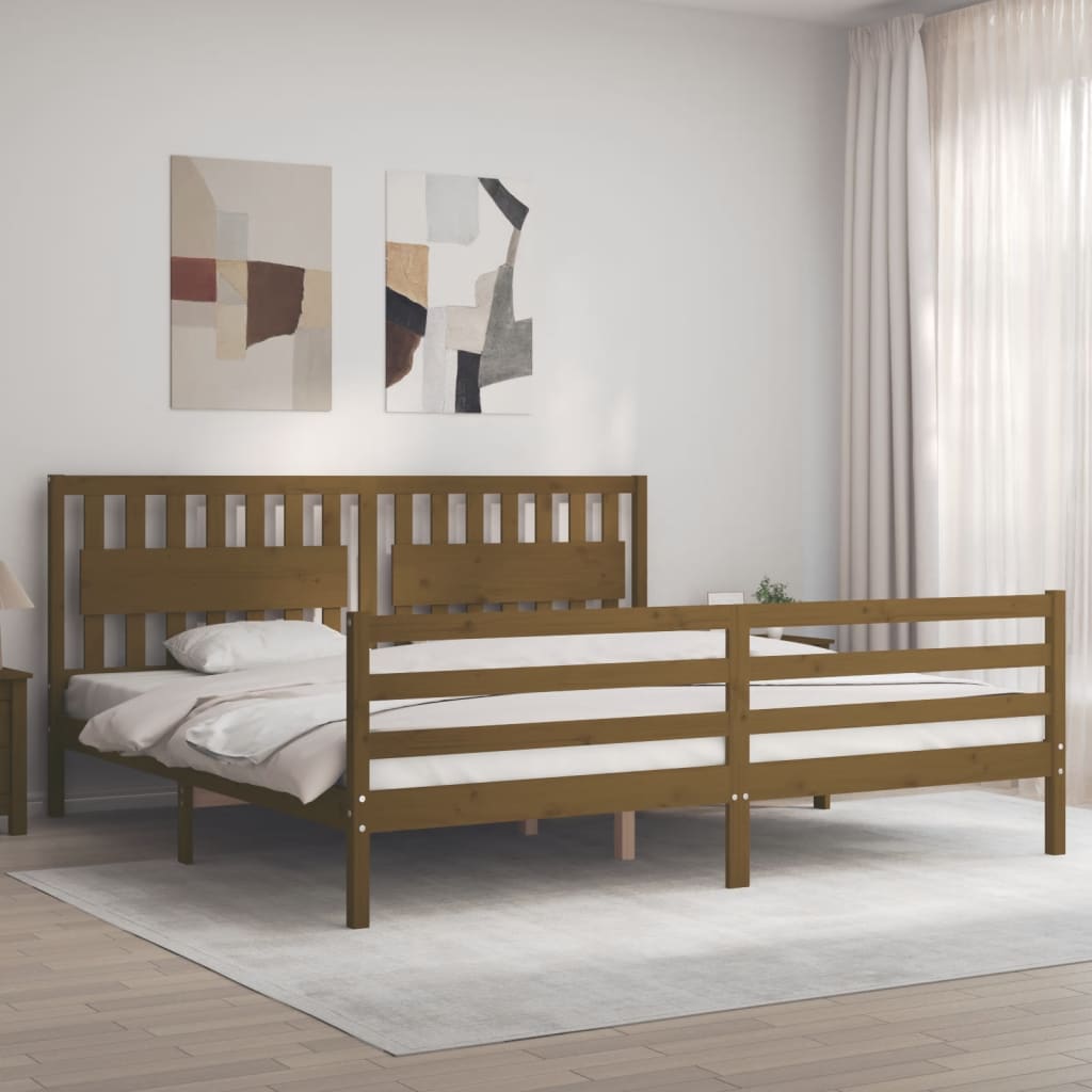 Cadre de lit sans matelas marron miel 200x200 cm bois massif