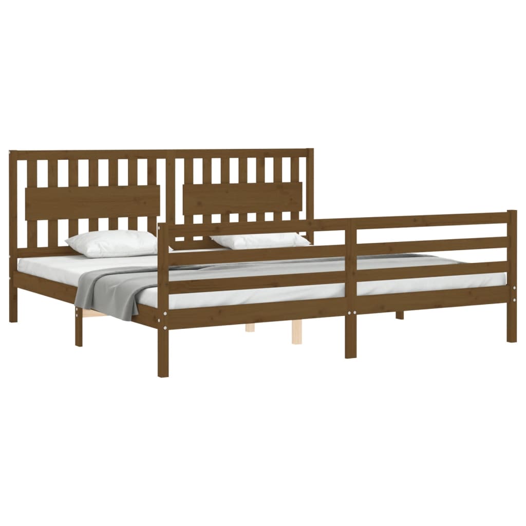 Cadre de lit sans matelas marron miel 200x200 cm bois massif