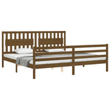 Cadre de lit sans matelas marron miel 200x200 cm bois massif