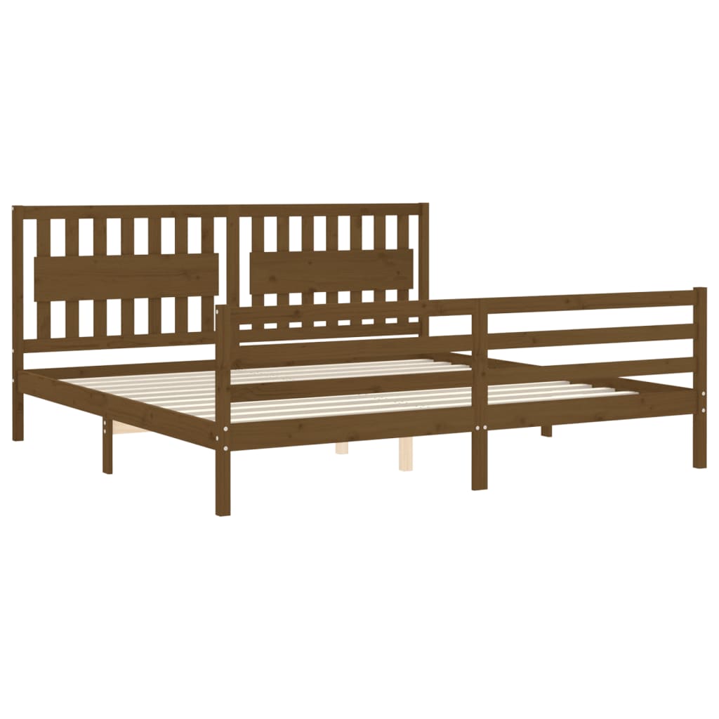 Cadre de lit sans matelas marron miel 200x200 cm bois massif