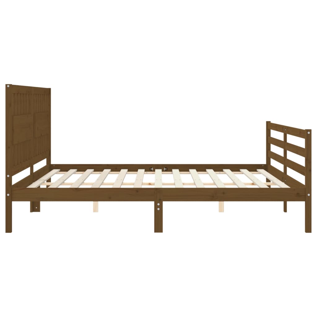 Cadre de lit sans matelas marron miel 200x200 cm bois massif