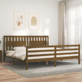 Cadre de lit sans matelas marron miel 200x200 cm bois massif