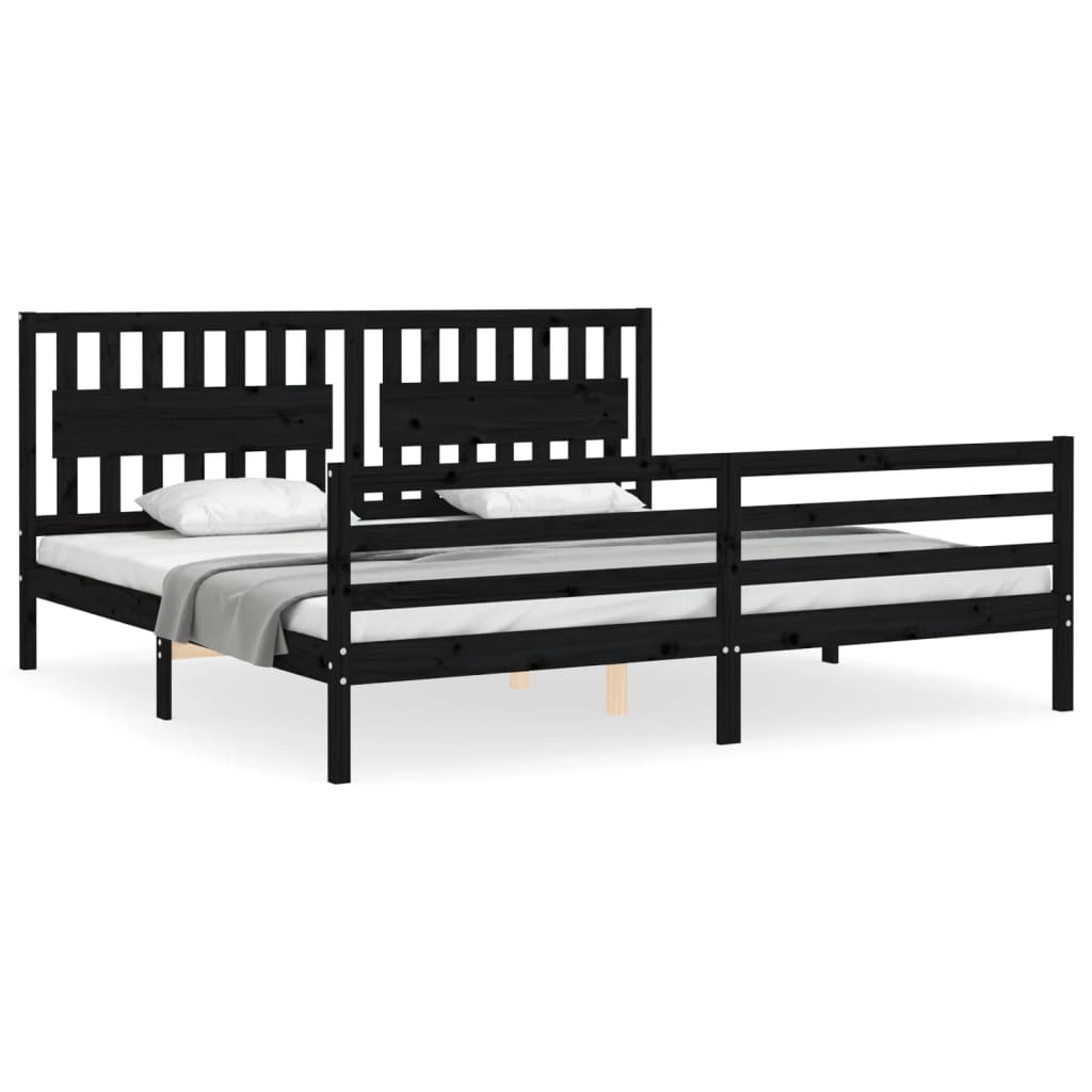 Cadre de lit sans matelas noir 200x200 cm bois massif