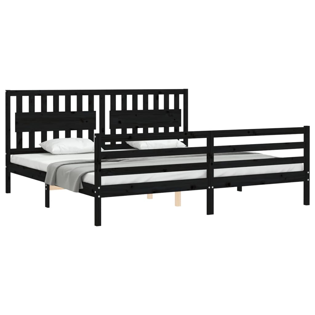 Cadre de lit sans matelas noir 200x200 cm bois massif