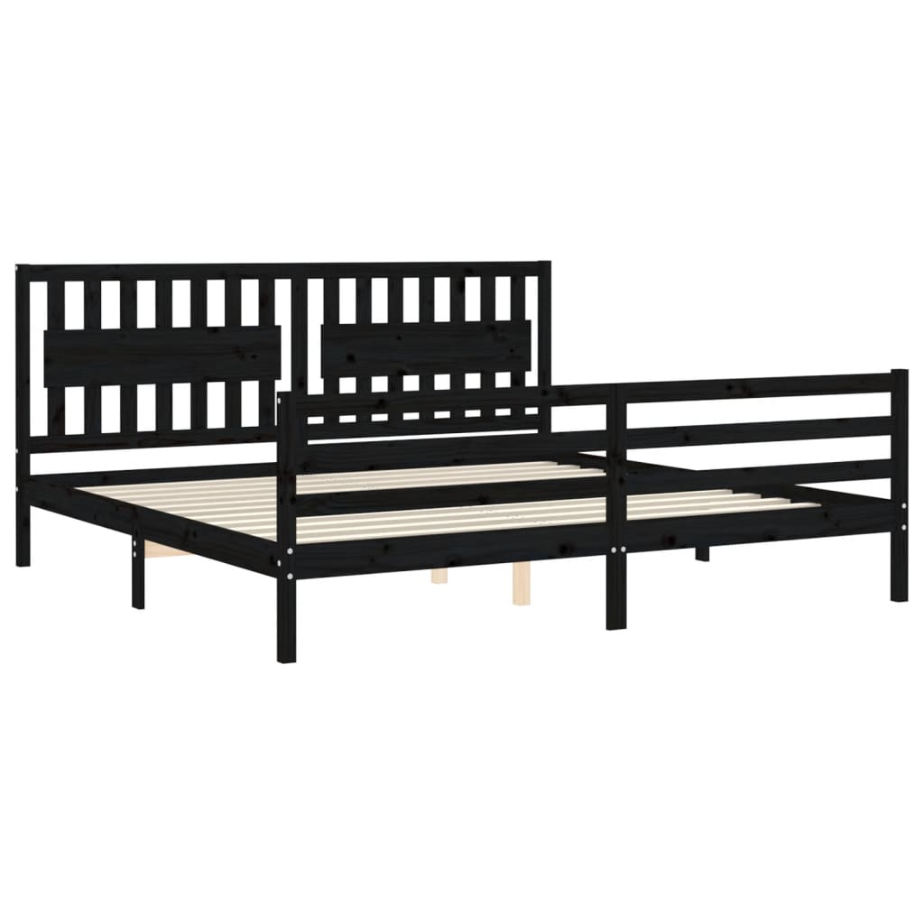 Cadre de lit sans matelas noir 200x200 cm bois massif