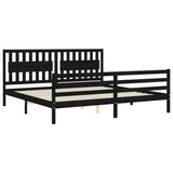 Cadre de lit sans matelas noir 200x200 cm bois massif