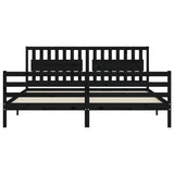 Cadre de lit sans matelas noir 200x200 cm bois massif