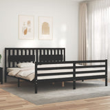 Cadre de lit sans matelas noir 200x200 cm bois massif