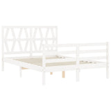 Cadre de lit sans matelas blanc bois massif