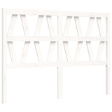 White solid wood bed frame without mattress