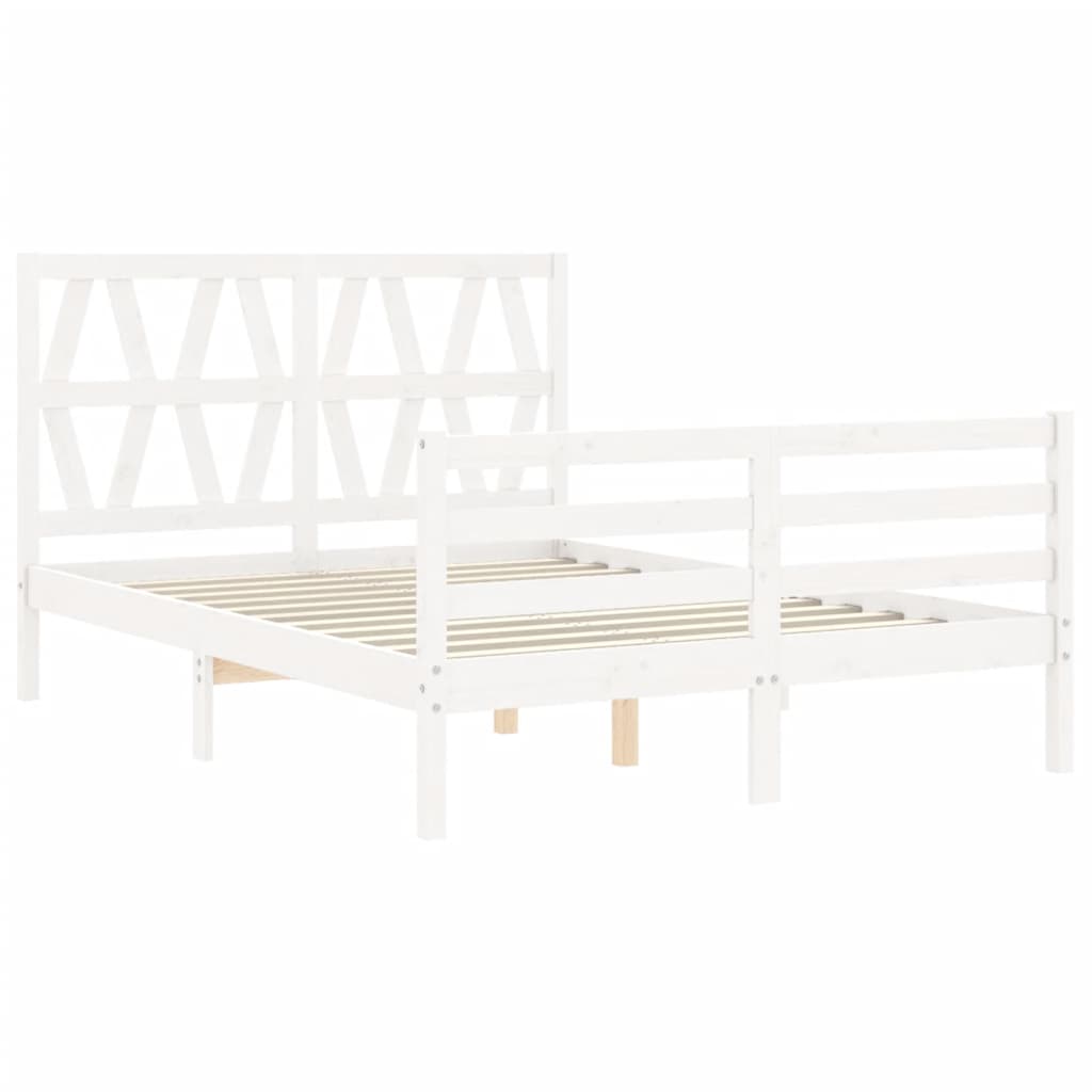 Cadre de lit sans matelas blanc 140x190 cm bois massif