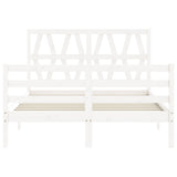 Cadre de lit sans matelas blanc 140x190 cm bois massif