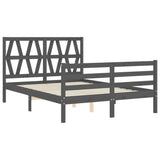 Cadre de lit sans matelas gris 140x190 cm bois massif