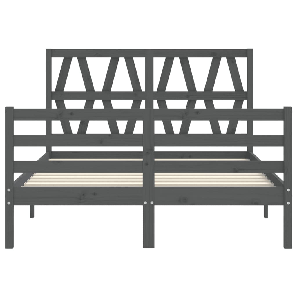 Cadre de lit sans matelas gris 140x190 cm bois massif