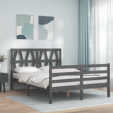 Cadre de lit sans matelas gris 140x190 cm bois massif