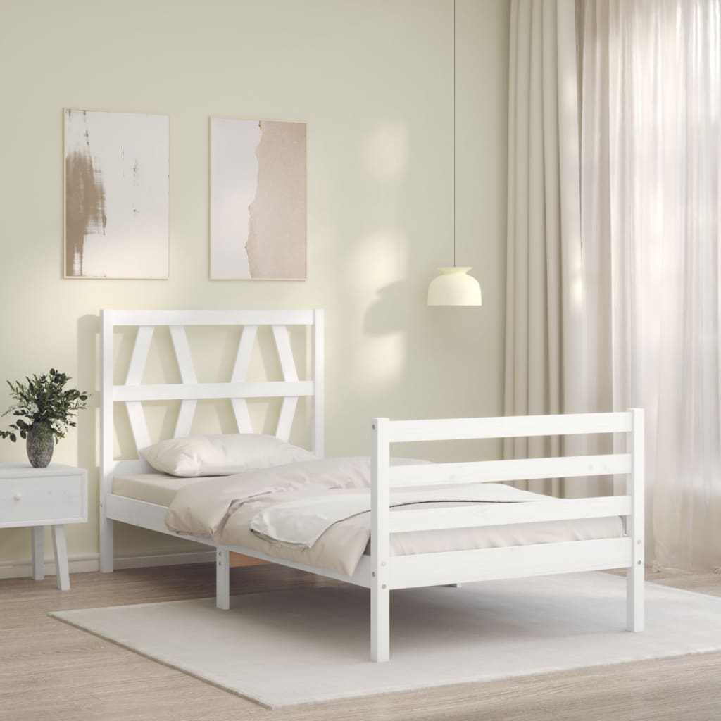 Cadre de lit sans matelas blanc 90x200 cm bois massif