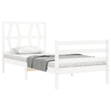 Cadre de lit sans matelas blanc 90x200 cm bois massif