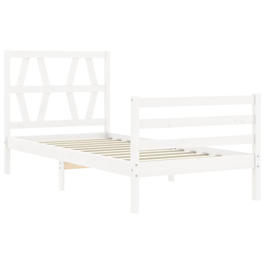 Cadre de lit sans matelas blanc 90x200 cm bois massif