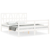 Cadre de lit sans matelas blanc bois de pin massif