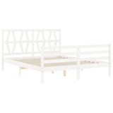 Cadre de lit sans matelas blanc bois de pin massif