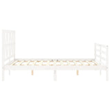 Cadre de lit sans matelas blanc bois de pin massif