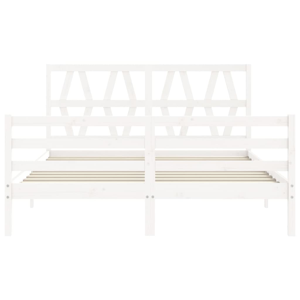 Cadre de lit sans matelas blanc bois de pin massif