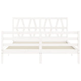 Cadre de lit sans matelas blanc bois de pin massif