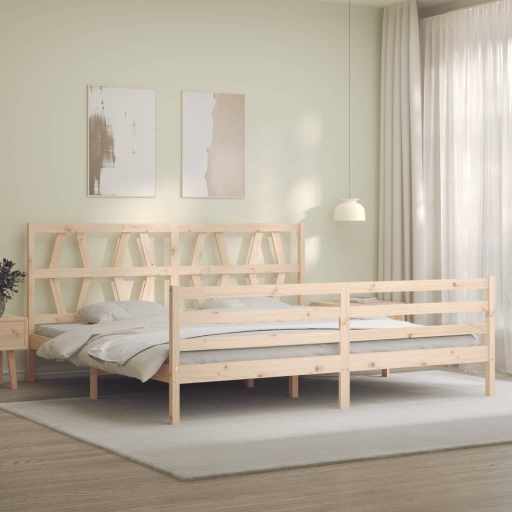 Bed frame without mattress 200x200 cm solid wood