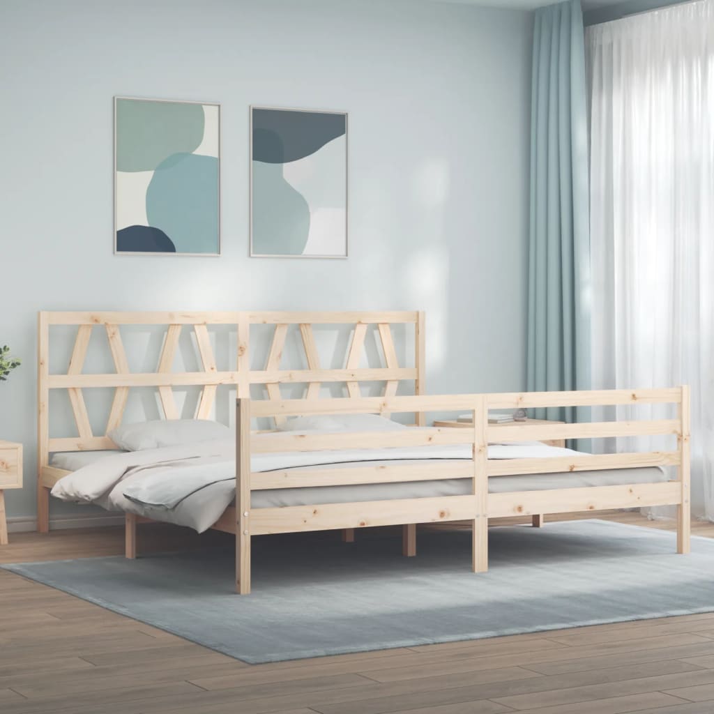 Bed frame without mattress 200x200 cm solid wood