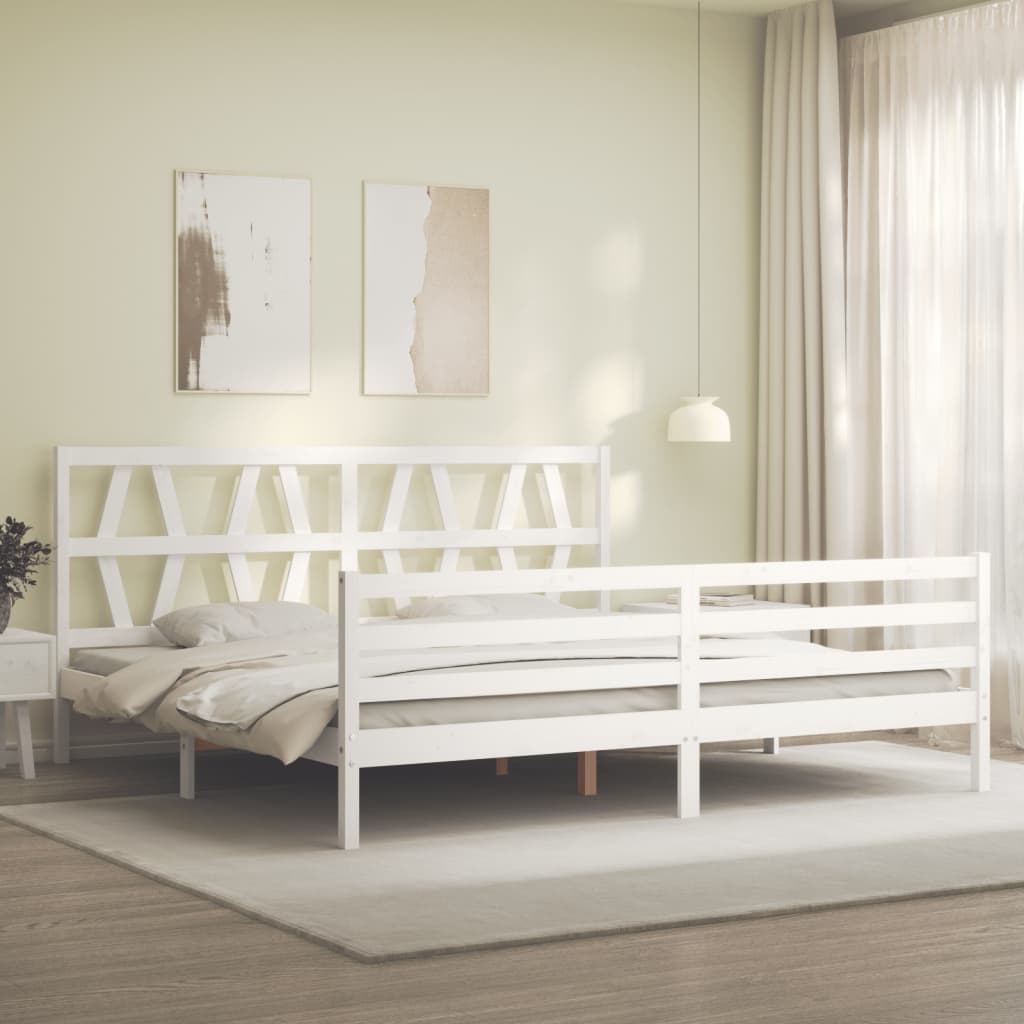 Cadre de lit sans matelas blanc 200x200 cm bois massif