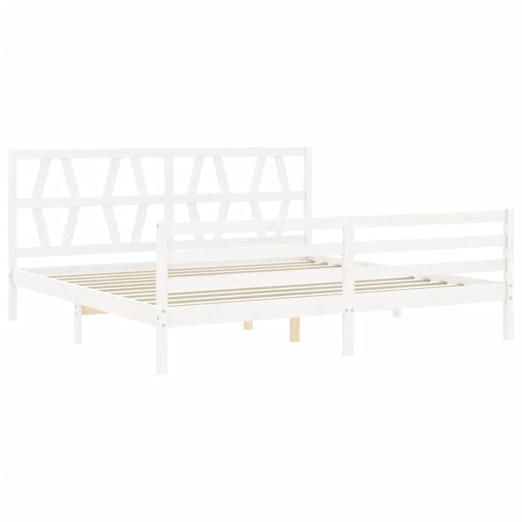 Cadre de lit sans matelas blanc 200x200 cm bois massif