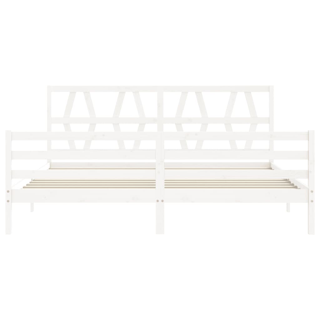 Cadre de lit sans matelas blanc 200x200 cm bois massif