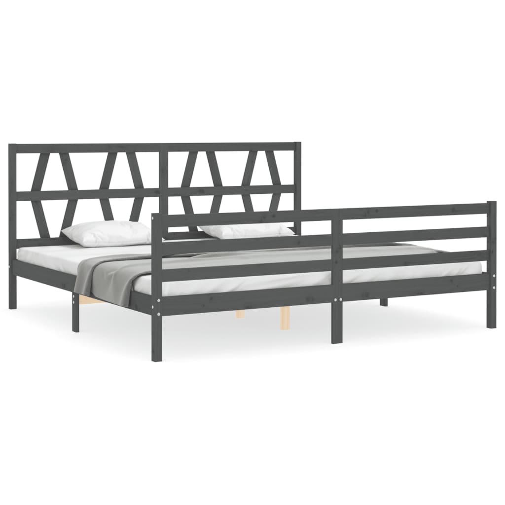 Cadre de lit sans matelas gris 200x200 cm bois massif