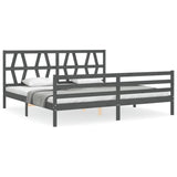 Cadre de lit sans matelas gris 200x200 cm bois massif