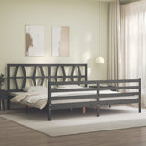 Cadre de lit sans matelas gris 200x200 cm bois massif