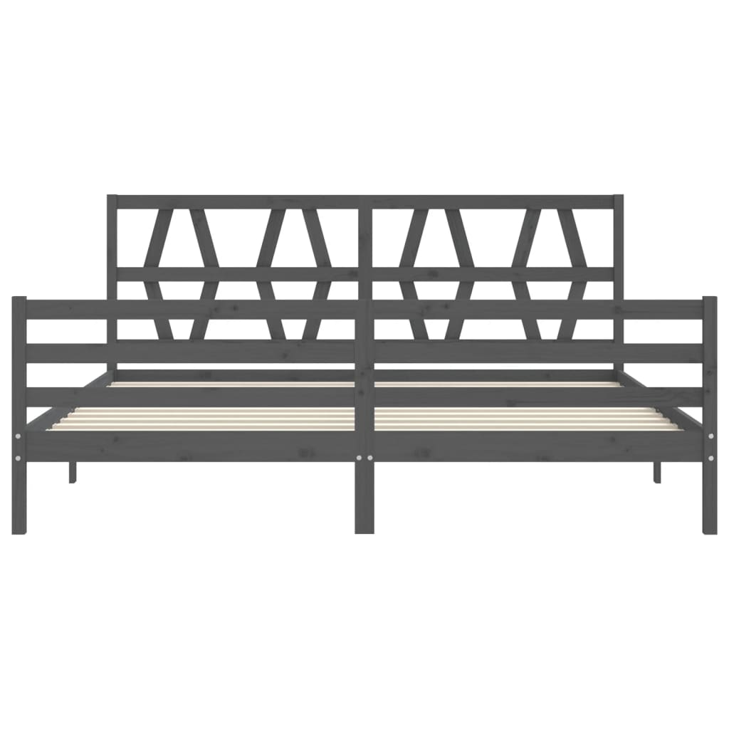 Cadre de lit sans matelas gris 200x200 cm bois massif