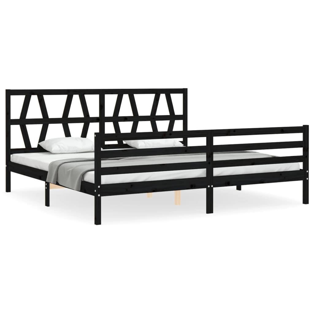 Cadre de lit sans matelas noir 200x200 cm bois massif