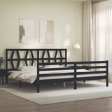 Cadre de lit sans matelas noir 200x200 cm bois massif