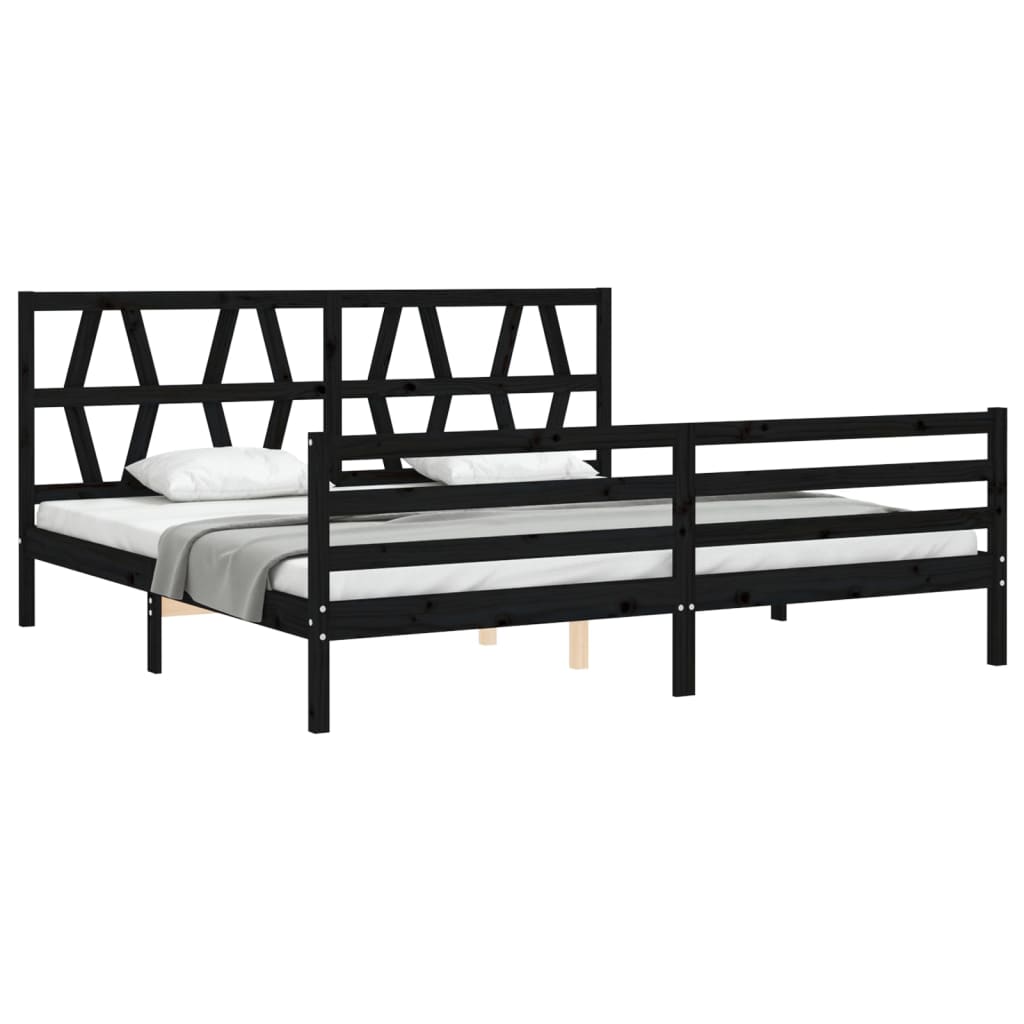 Cadre de lit sans matelas noir 200x200 cm bois massif