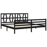 Cadre de lit sans matelas noir 200x200 cm bois massif