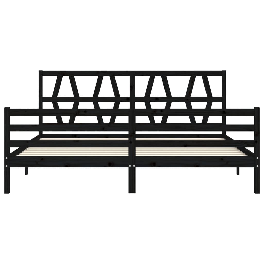 Cadre de lit sans matelas noir 200x200 cm bois massif