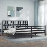 Cadre de lit sans matelas noir 200x200 cm bois massif